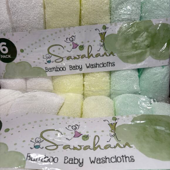Lot of 2 Packs (12 Total) Bamboo Fiber Baby Washcloths 10" x 10" Gender Neutral - Picture 3 of 4